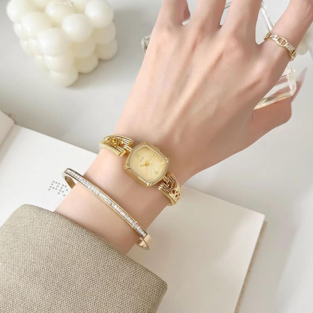 Vintage Stainless Steel Watch for Women Square Dial Quartz Wristwatch Luxury Elegant Ladies Clock Fashion Gift