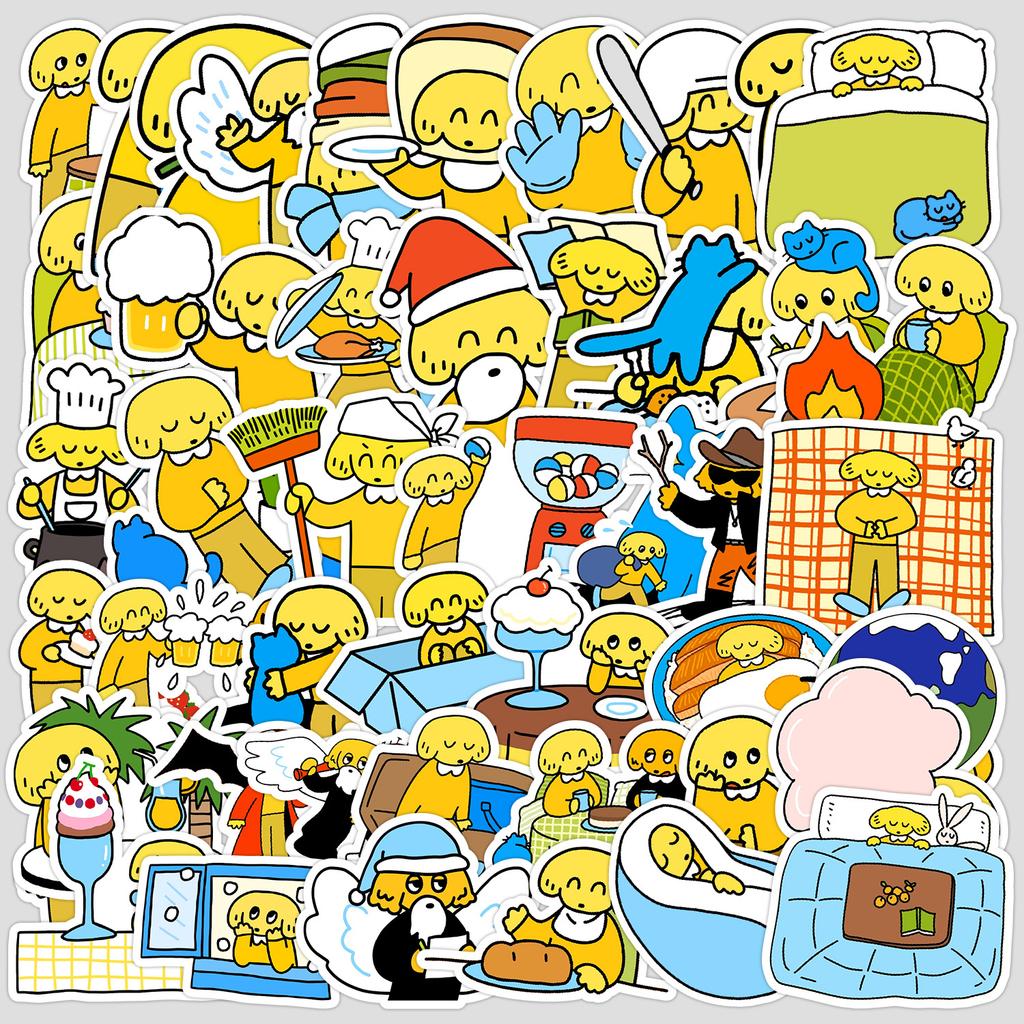50 Cartoon Butter Dog Doodle Stickers for Mobile Phones and Computers, Waterproof Decorative Stickers, Creative Stationery Stickers