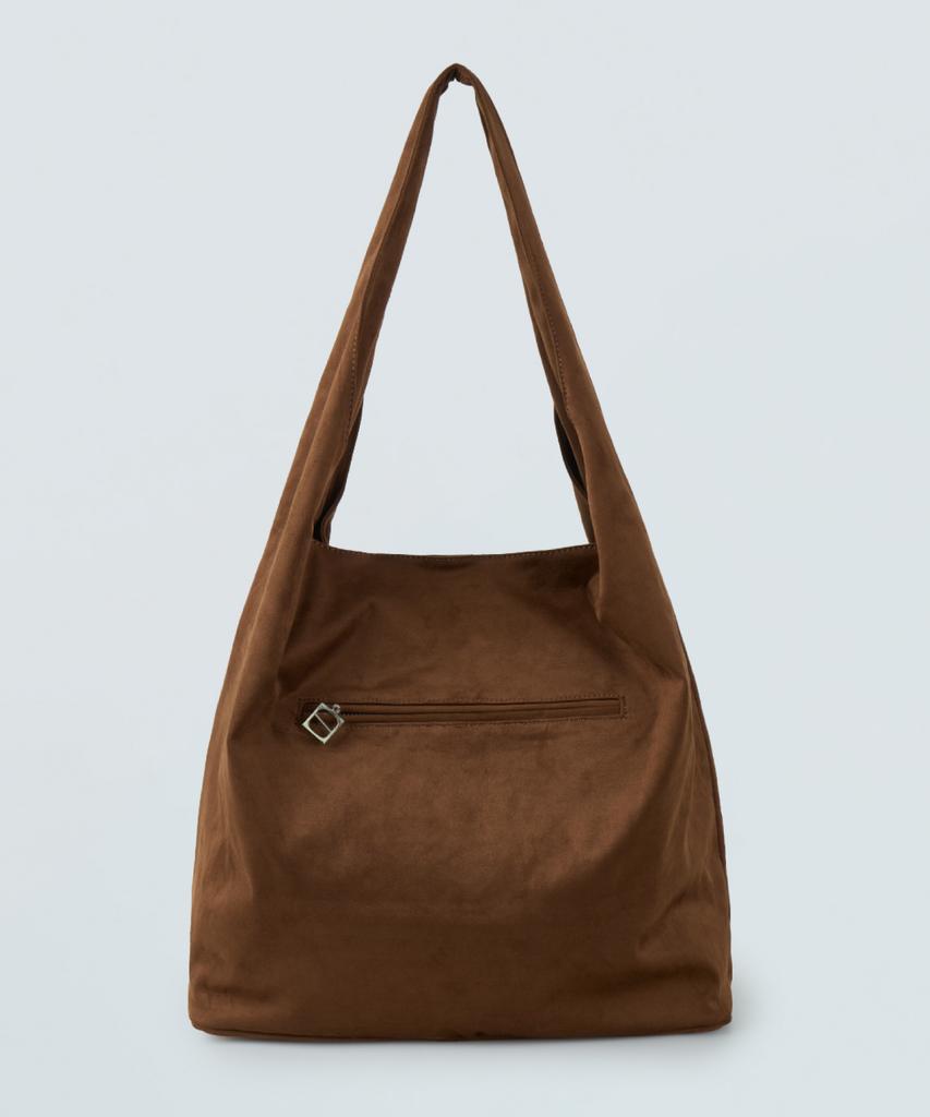 Piari Soft Flow Suede Hobo Bag (Dark Brown)