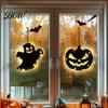 Outdoor Halloween Accessories Pumpkin Hanging Decor, Non-Woven Ghost Ornament with Light String, Spooky Holiday Decorations Door Wall Decor for