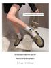 Black Leather British Style Platform Loafers for Women - Height Increasing Slip-on Arc De Triomphe Design