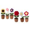 Handmade Crochet Flower Mini Potted Artificial Plants Knitted Flower Decor Hand Woven Flower Bathroom Desktop Centerpiece