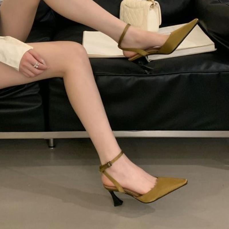 Summer High Heel Women Sandals Shoes Fashion Pointed Toe Ankle Strap Shoes Ladies Elegant Dancing Party Sandalias