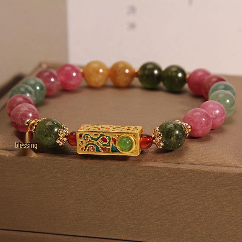 

Luxurious Colorful Tourmaline Bracelet for Women - Auspicious Fortune Charm Gift for Best Friend