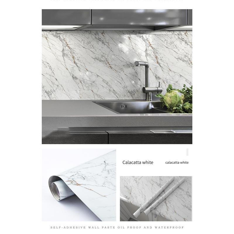 Imitation Marble Thickend Self-adhesive Kitchen Cooktop Protective Film Marble Desktop Film High Temperature Oil Resistant Sticker