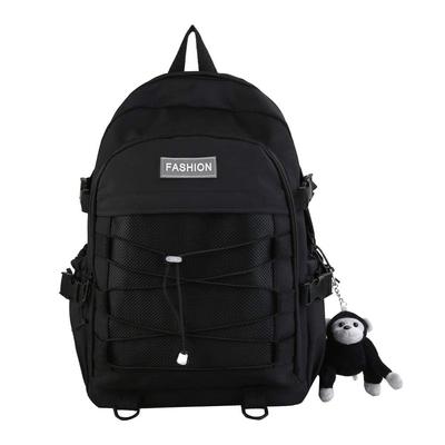[ZESU] Korean BackpackLarge Capacity Casual Bag  Student BagSchool BagCommuter Basket Bag (Black)
