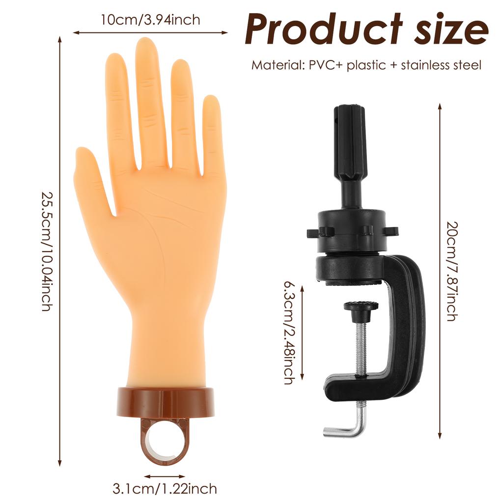 Nail Training Fake Hand Adjustable Acrylic Nail Mechanical Practice Dummy Finger with Finger Base for Nail Art Beginner Practice