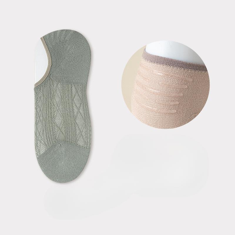 Women's Summer Thin Casual Solid Color Breathable Invisible Silicone Non Skid Boat Socks