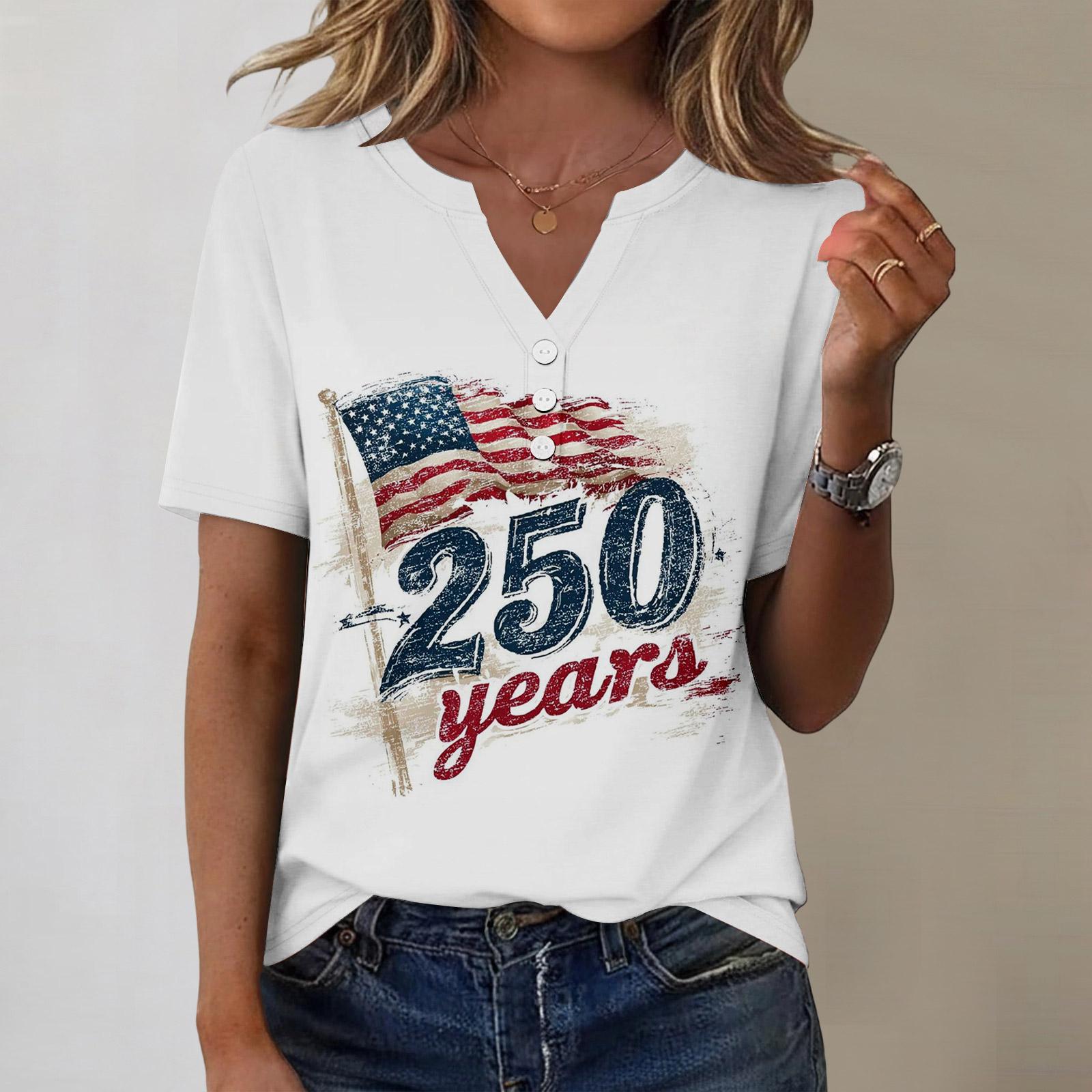 

Women s Fashionable Casual Independence Day Print Blouse XL кавун червоний колір
