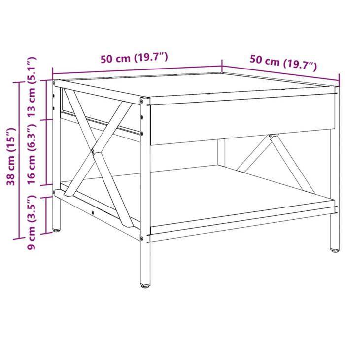 VidaXL Coffee Table with Infinity LED Black 50x50x38 Cm, Side Table, Living Room Table, Side Table, End Table, Table 847697