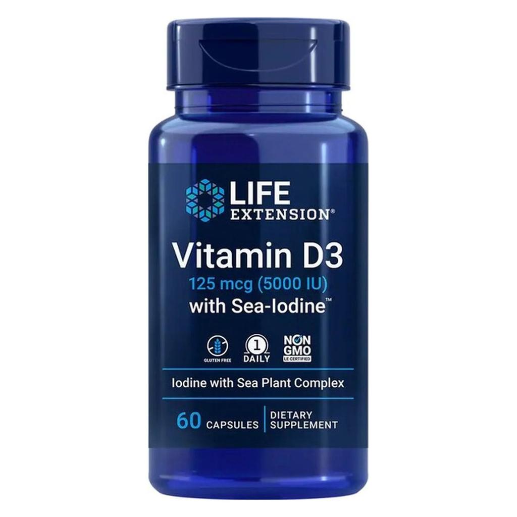 Vitamin D3 with Sea-Iodine, 5000IU - 60 Caps