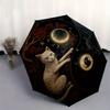 Yin-Yang Katzen: Mondlicht Harmonie WandkunstRegenschirm, Tragbarer 3-fach Kompakter Regenschirm, Weihnachtsgeschenk ES572
