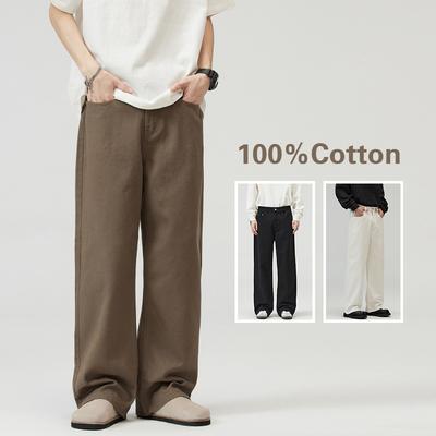 Cotton Men's Baggy Straight Jeans Comfortable Soft Casual Pants Fashion Korean Denim Trousers Male Clothing