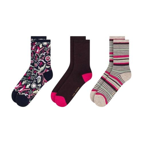 Ted Baker Womens/Ladies Assorted Designs Crew Socks (Pack of 3)