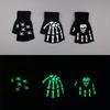 Punk Gloves Unisex Halloween Skeleton Skull Half Finger Gloves Glow In The Dark Fingerless Stretch Knitted Winter Mittens