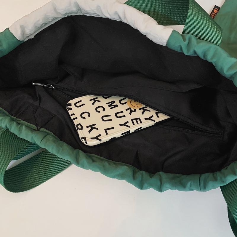 Unisex Double Shoulder Drawstring Leisure Patchwork Travel Lightweight Large Capacity Multifunctional Simple Commuter Handbags