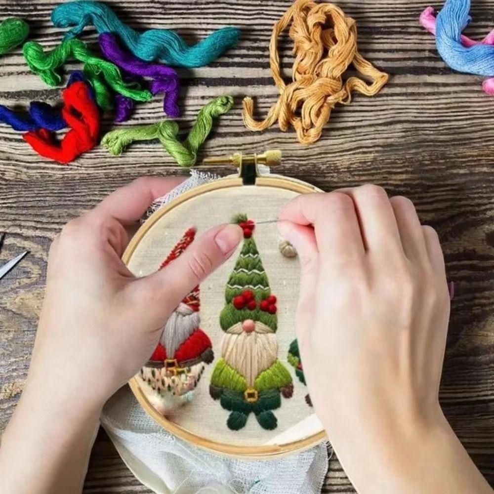 Craft Christmas Cross Stitch Kits With Embroidery Hoop Christmas Decoration  Embroidery Beginners