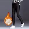 Damen Leggings aus Lammfleece, nahtlos, hohe Taille, Thermo-Winter, warme, reine Farbe, weibliche Freizeithose