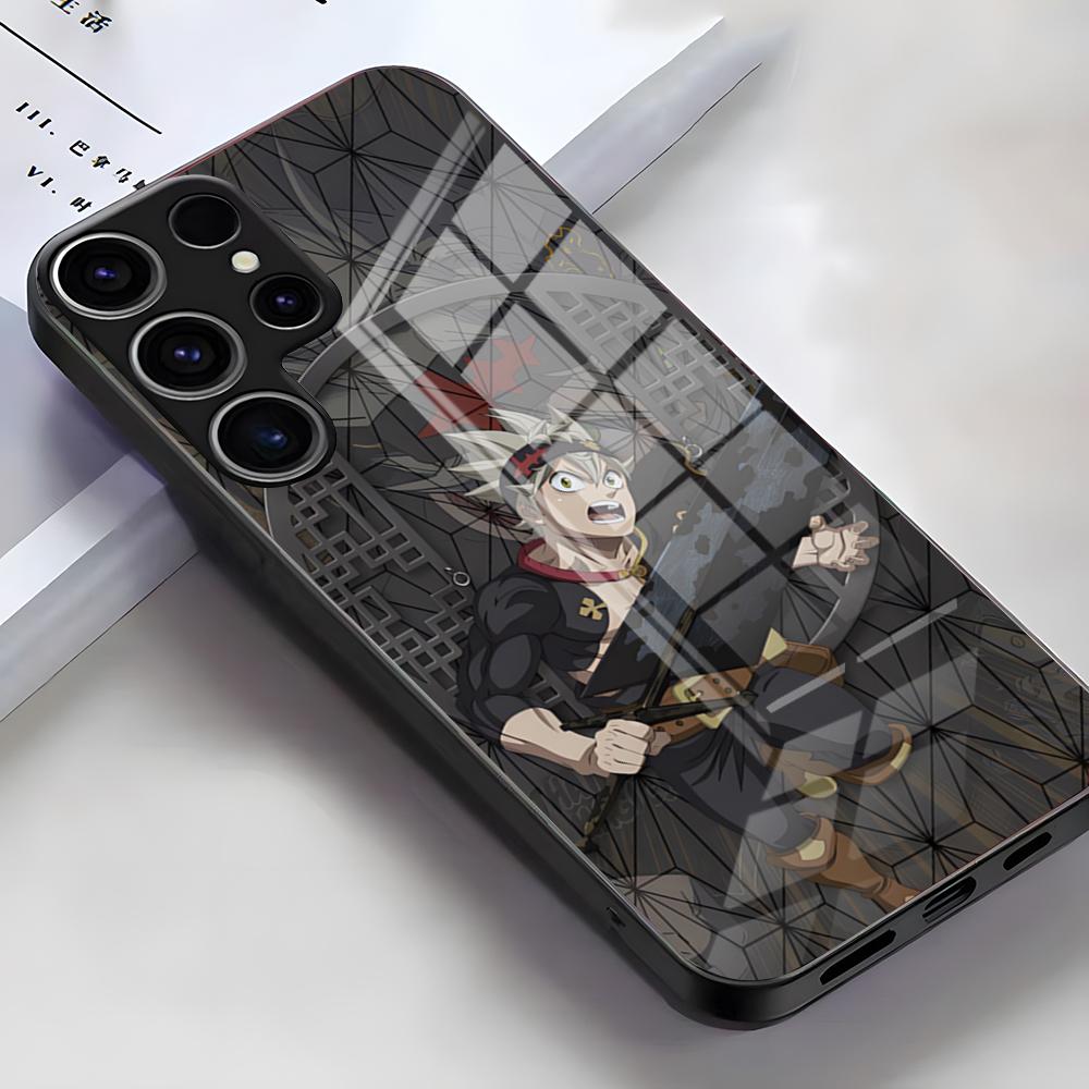 

Black Four-leaf Clover Cool Phone Case For Samsung S26 S25 Edge Ultra S23 S22 S21 S20 Ultra Plus S24 Fe A54 A53 A25 Glass Cover Samsung S25 Ultra