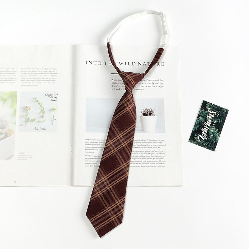 Childrens Tie With Solid Color Striped Check Pattern Polyester For School Uniforms