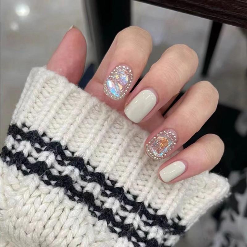 

Whitening Nail Stickers Short Style Sparkling Aurora Starry Pattern Removable L