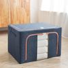 Large Capacity Foldable Storage Box, Cotton Linen Organizer with Steel Frame for Home Quilts and Clothes
