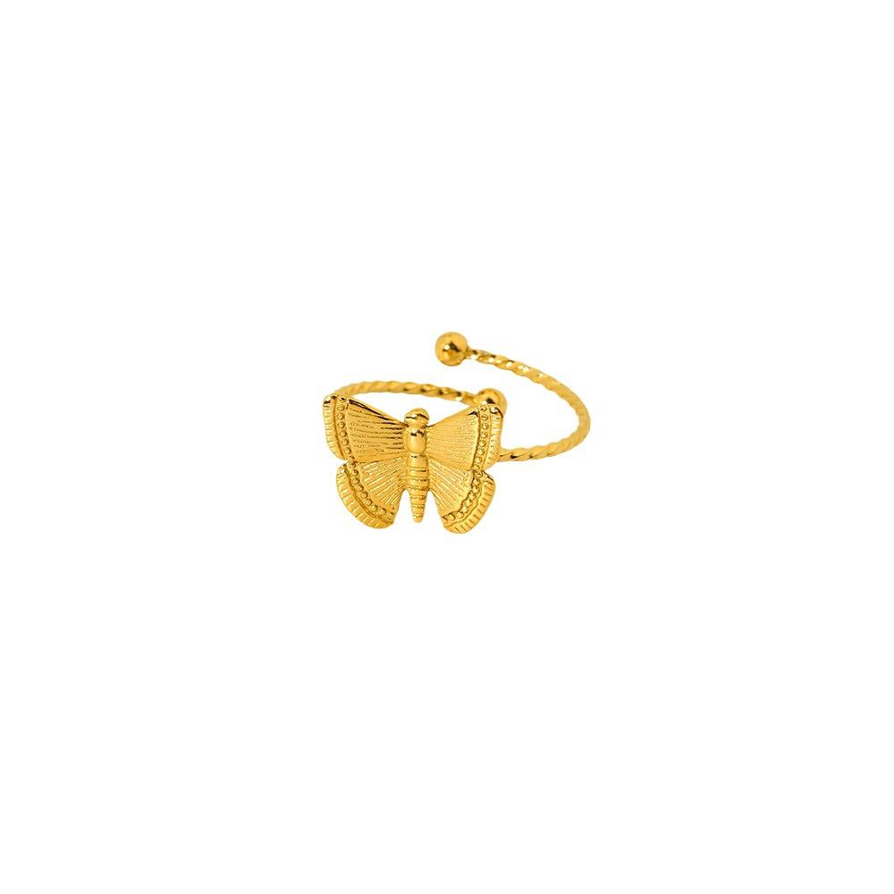18K Gold-Plated Butterfly Adjustable Ring - Versatile & Waterproof
