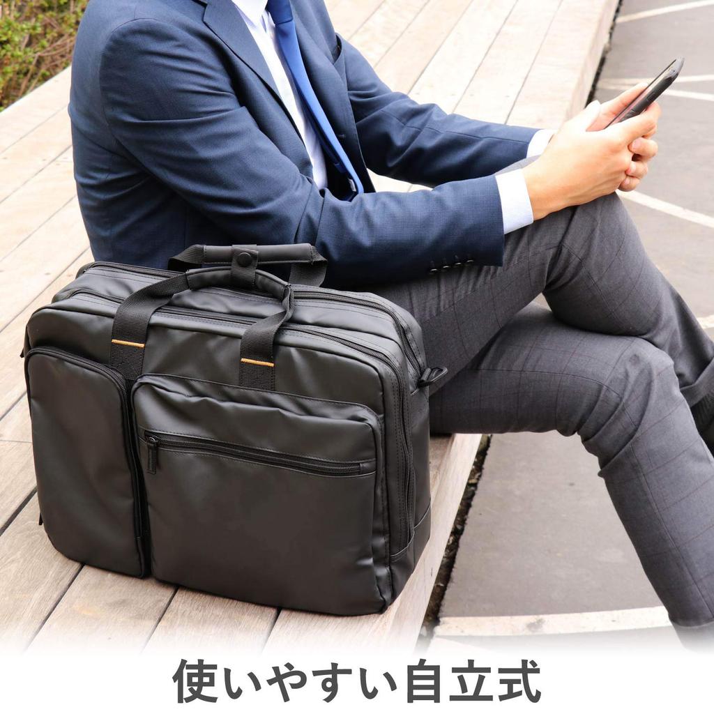 ELECOM Business Bag 3WAY Two Air Chambers Compatible with inch PC Water Repellent Carry Holder Included Black (Rucksack/Handbag/Shoulder) 15.6
