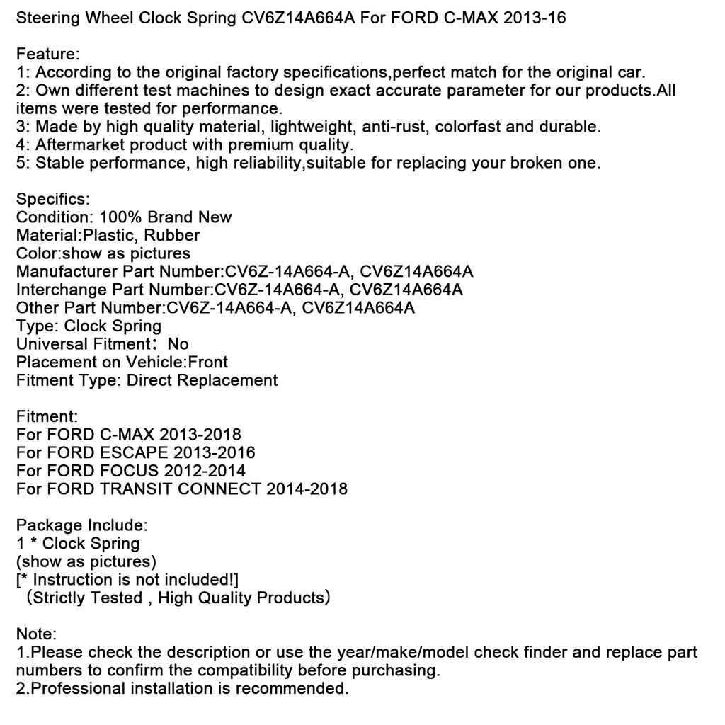 Steering Wheel Clock Spring CV6Z14A664A For FORD C-MAX 2013-16