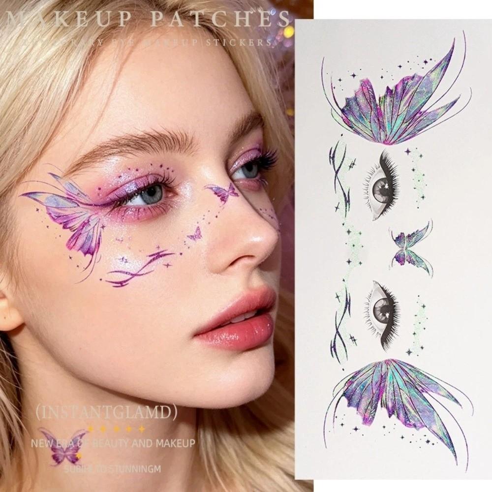 Star Heart Glitter Butterfly Face Tattoo Realistic Face Temporary Tattoo Dance Performances