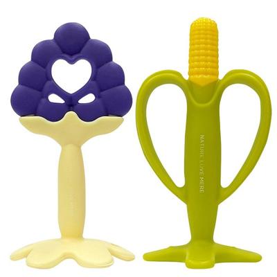 Nature Love Mere Chewable Silicone Fruit Teether Grape + Corn, Mixed Colors, 1 Set, Korean Baby Products