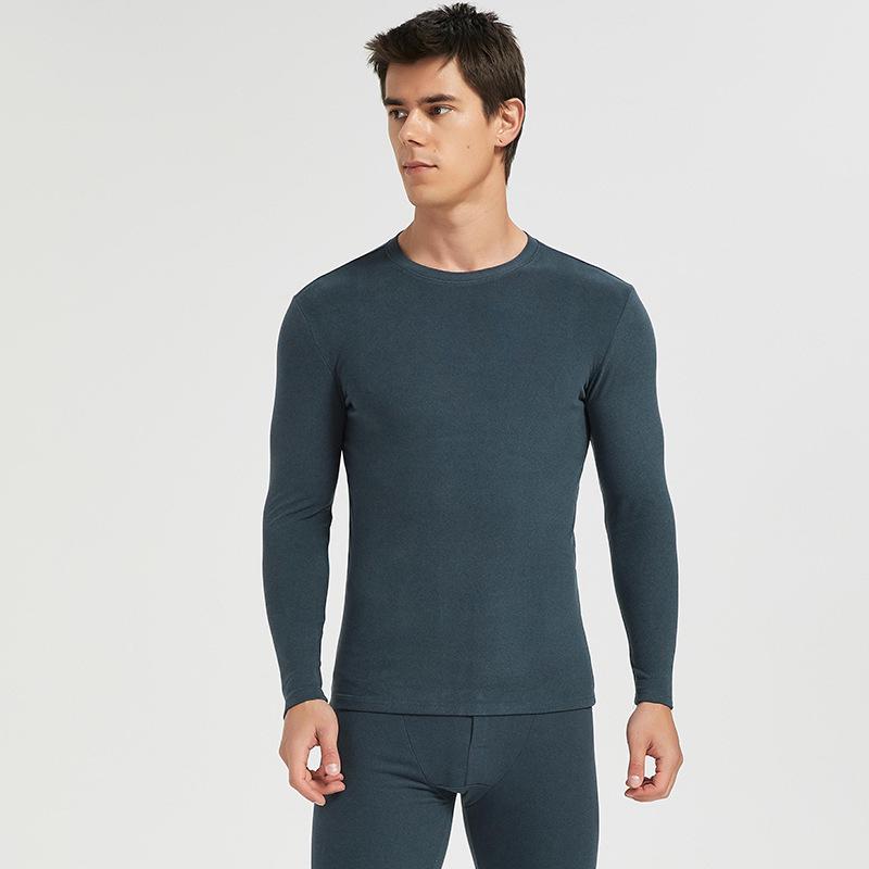 Schwarz & Weiß Rundhals Gebürstetes Thermounterwäsche-Set: Unisex Elastische Einfarbige Warmwäsche