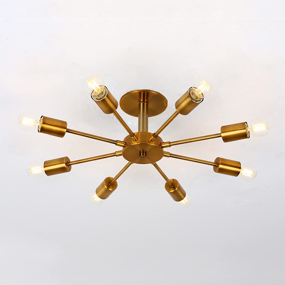 

Herischen 8-Light Pendant Light, Nordic Antique Retro Style, Ceiling Lighting Fixture, Hanging Type, No Installation Required, Suitable for Living