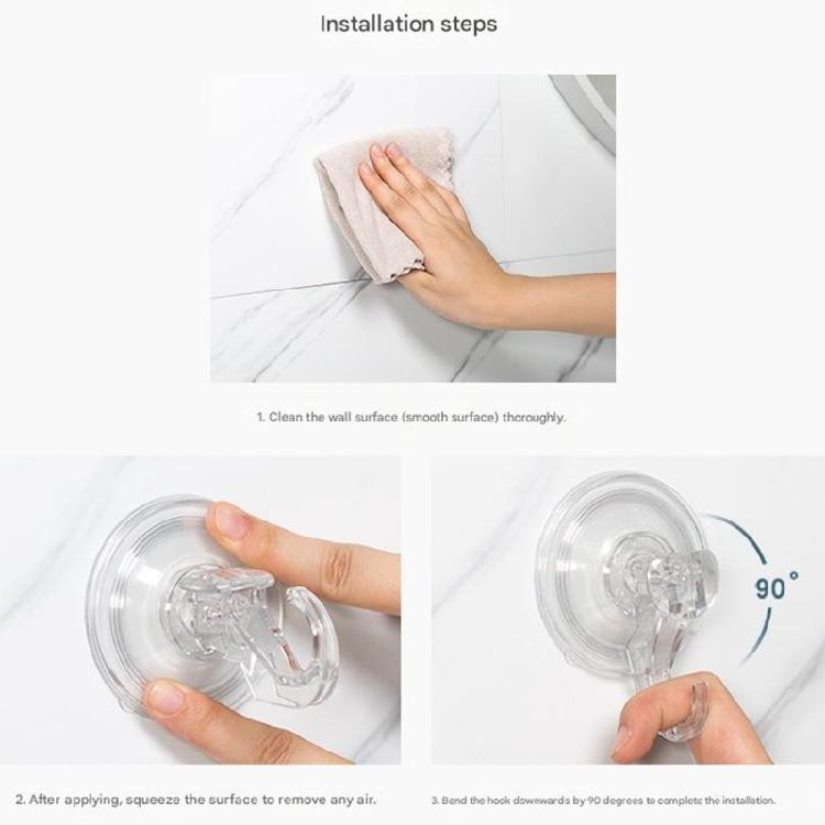 Renter Friendly Suction Cup Shower Hook 2Pcs Clear Razors Holders Without Tool Need