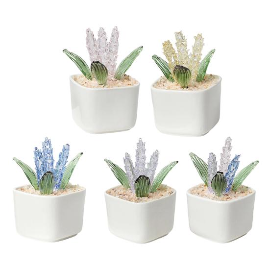 Artificial Potted Plant Handmade Colored Glaze Lavender Potted Plant