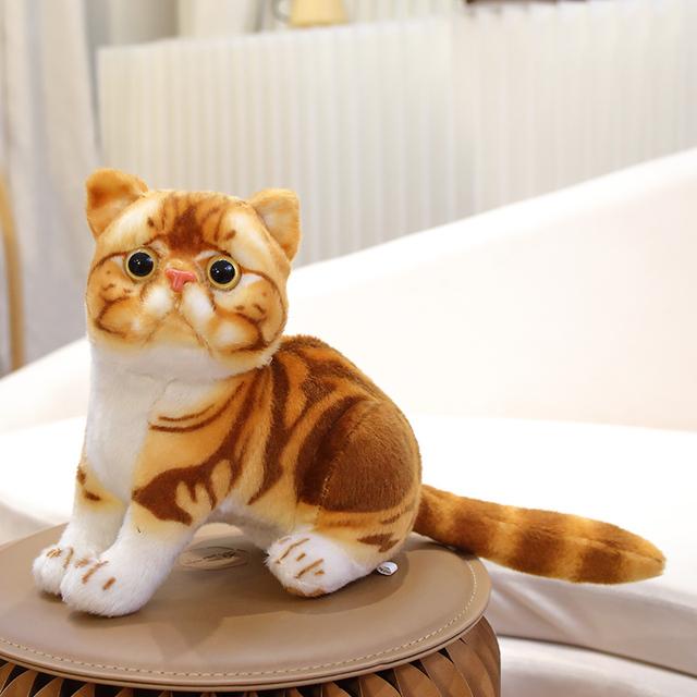 1pc 4 Colors INS Like Real Prone Cat Plush Doll Stuffed Pure Colors Grey White Yellow Kitten Toy Pets Animal Kids Gift