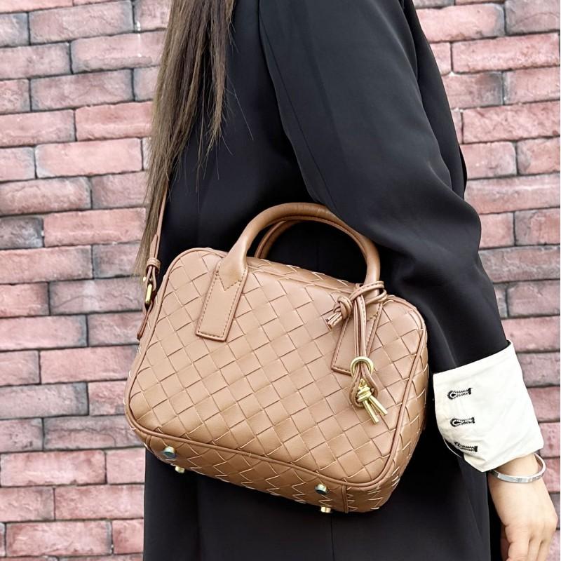 Womens Woven Leather Square Tote Bag Large Capacity Crossbody Shoulder Urban Chic