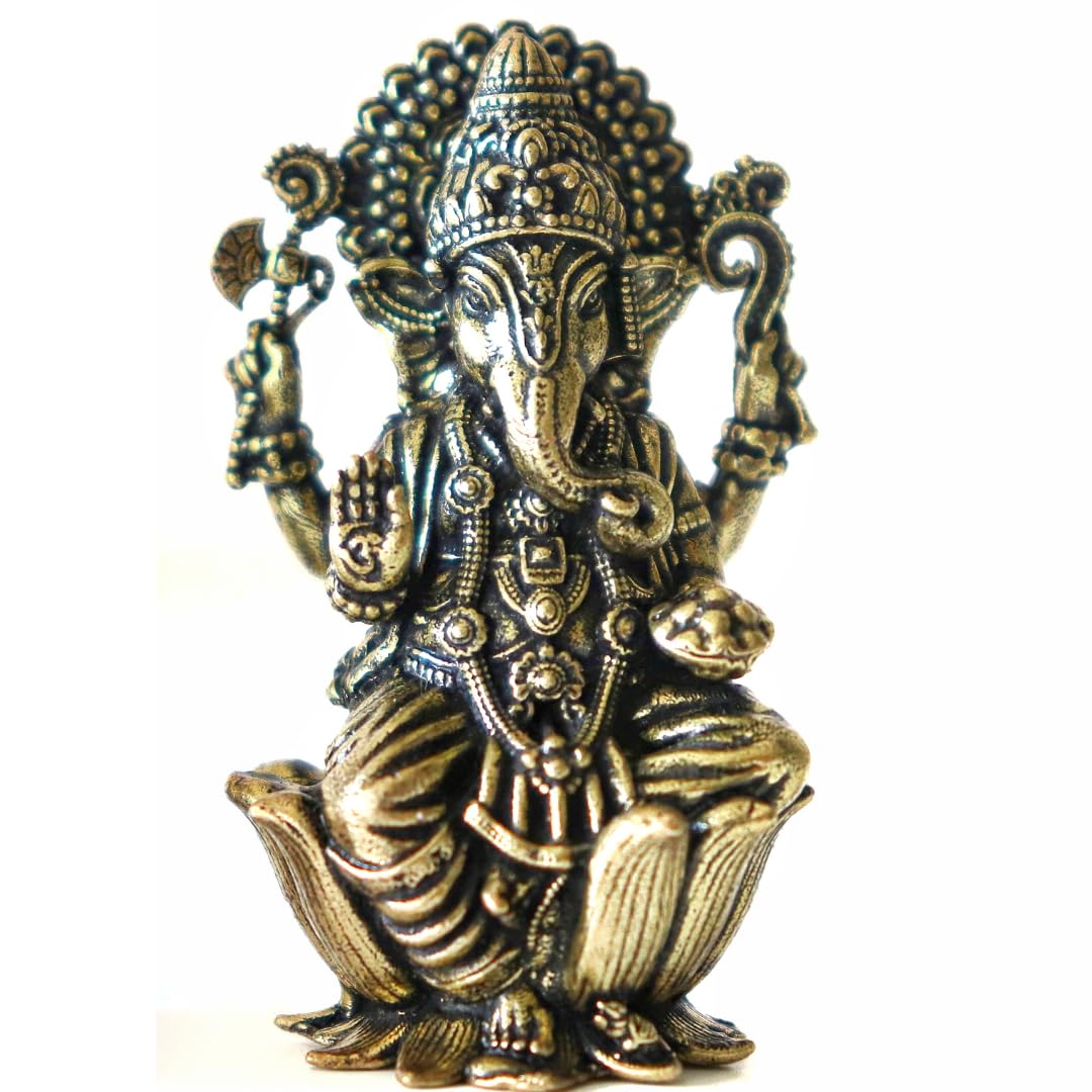 

Pure Brass God Idols Small Idol For Pooja Room, Home Decor, Ganpati Ji - 2 Inch