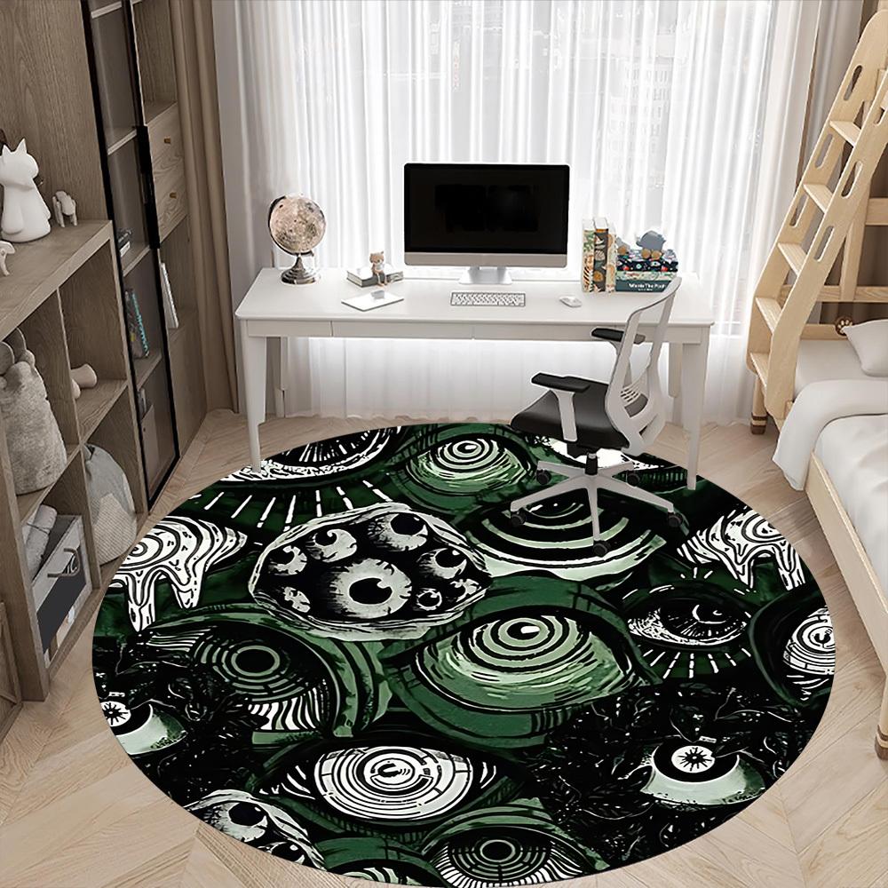 1pc Eyes Pattern Office Round Area Rug, Indoor Mat Suitable For Office, Under Office Chairs Bedroom Living Room Home Decor, Room Deco 112