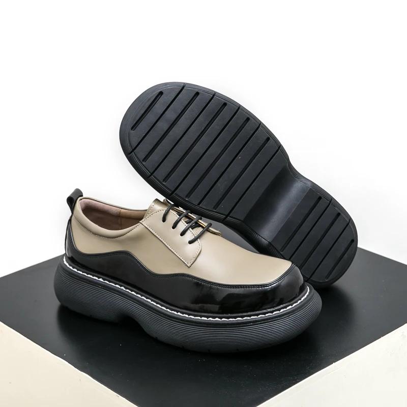 Fashion Handmade Men Leather Oxford Shoes Lace Up Casual Shoes Male Comfortable Formal Dress Footwear Outdoor Daily Derby Shoes Sneakers