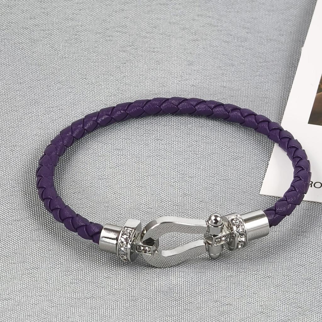 2026 Red Rope U-shaped Fred Micro-inlaid Half-brick Leather Rope Horse Buckle Hoof Non-fading Bracelet