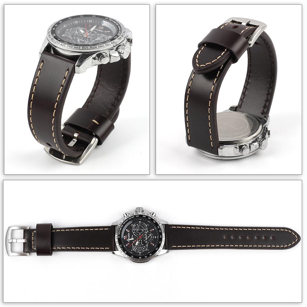 Calfskin Genuine Leather Strap 18mm 20mm 22mm 24mm First Layer Cowhide Quick Release Watch Band Smartwatch Watches Accessories