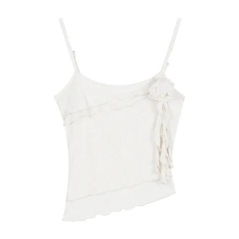 Flower Mesh Suspender Small Vest Women's Summer Babes Sexy Inside French Romantic Double Lace Top Outside