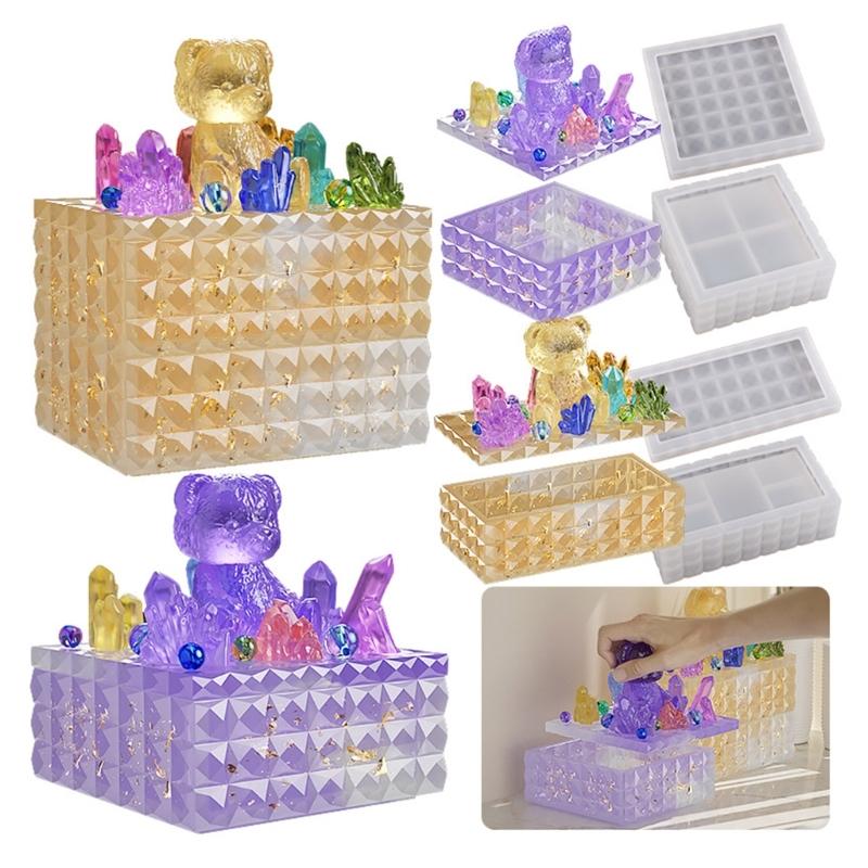 Square Rectangular Container Resin Molds Storage Box Mold Silicone Organizer Mold for DIY Epoxy Resin Trinkets Holder