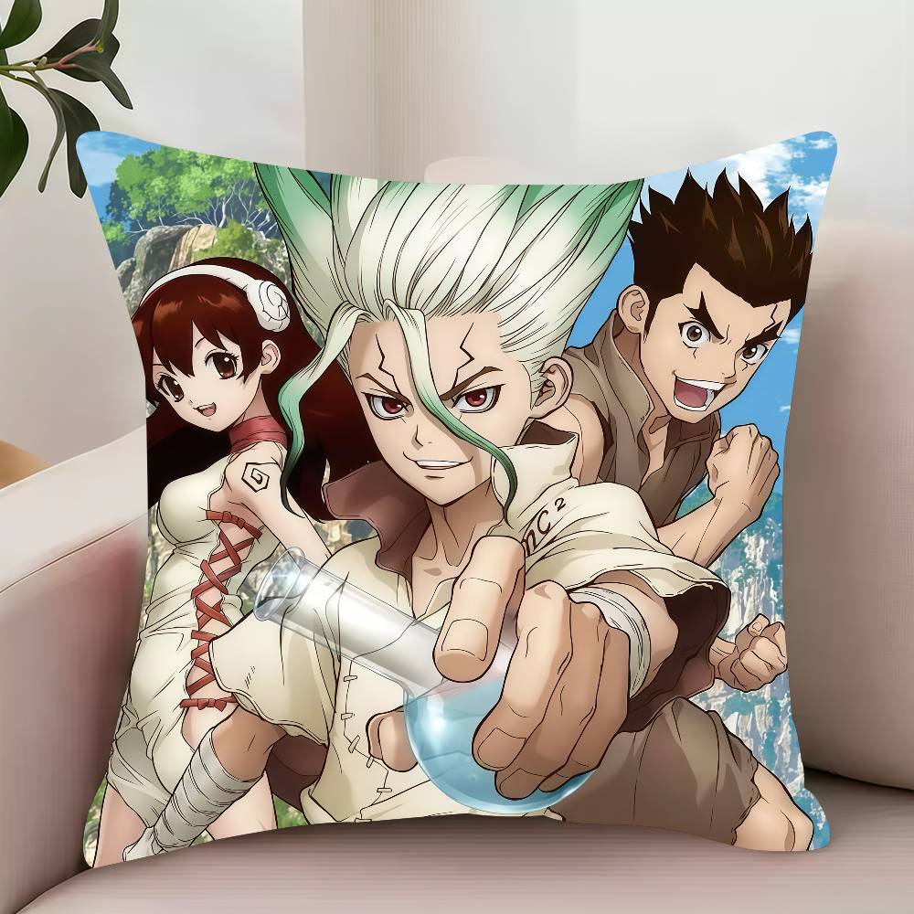 Bilibili D-Dr.STONE 4 Anime Pillow Case Decor Protective Covers Comfortable Soft for Sofa Living Room Home Office