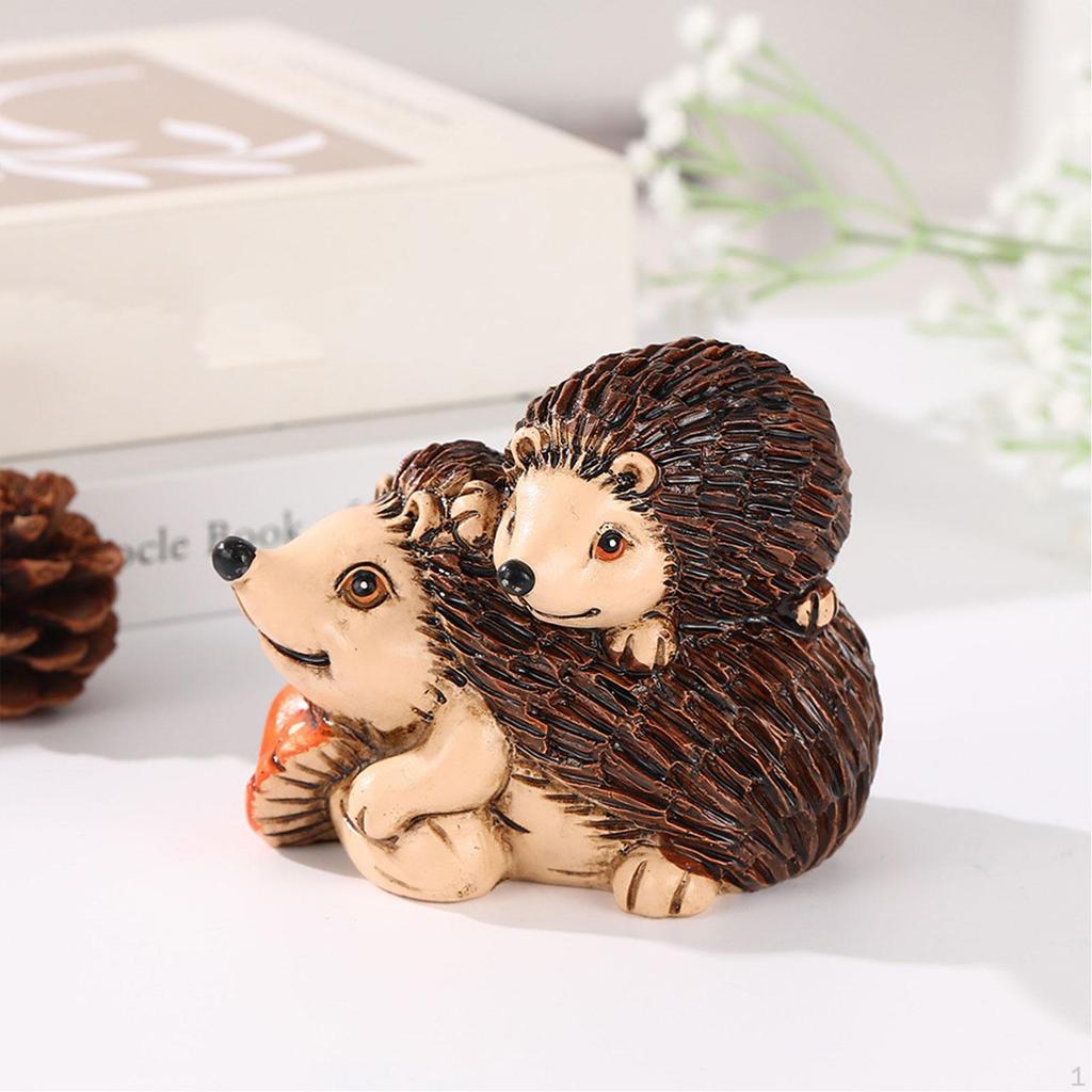 Hedgehog Figurine Animal Sculpture Small Creative Desktop Ornament Garden Accessories for Fireplace