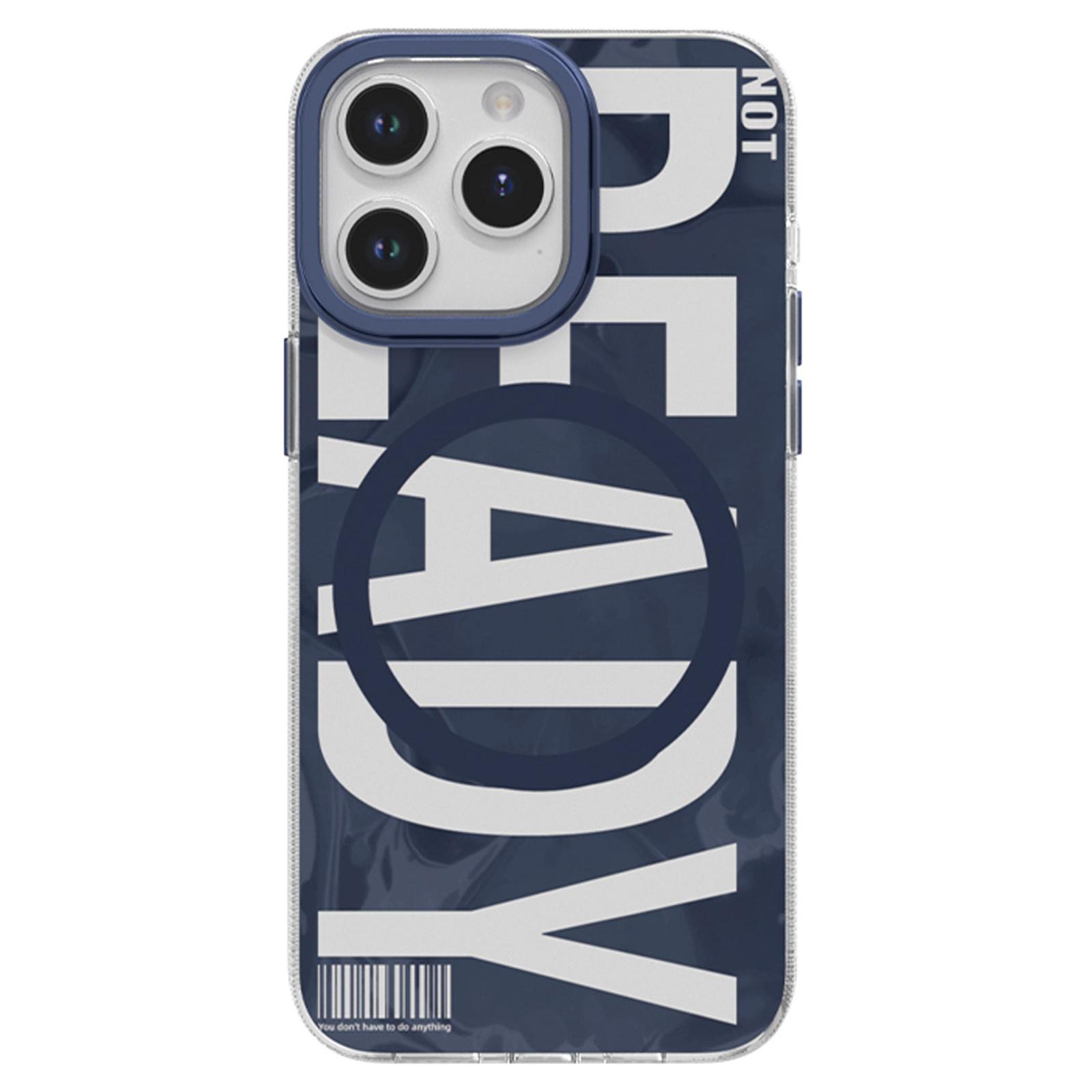 

TGVI s For iPhone 15 Pro Magnetic Case Aluminum Alloy+TPU+PET Phone Cover Dual-Sided IML Blue