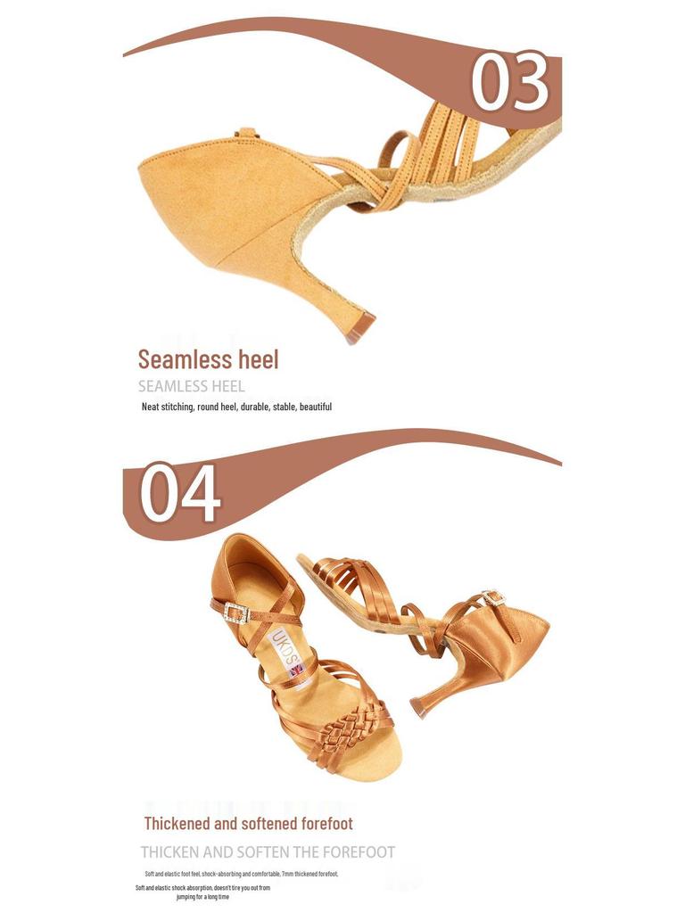 8460 UKDS Damen-Tanzschuhe mit mittelhohem Absatz für Rumba und Cha Cha