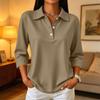 Women's Casual Button-down Blouse with 3/4 Sleeves and Notched Collar, Color