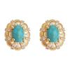 Vintage Turkusowe Cyrkoniowe Owalne Kolczyki Sztyfty - Retro Luksusowa Biżuteria Statement